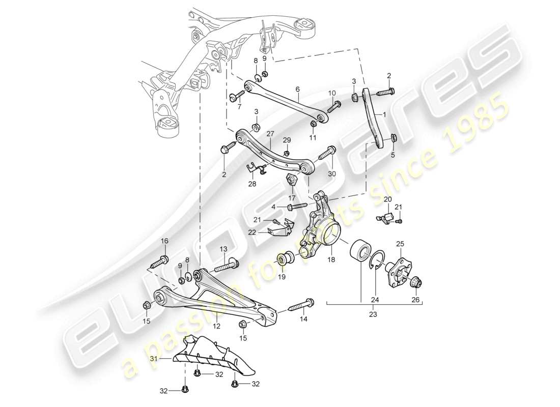 a part diagram from the porsche 2003 (cayenne e1 9pa) parts catalogue