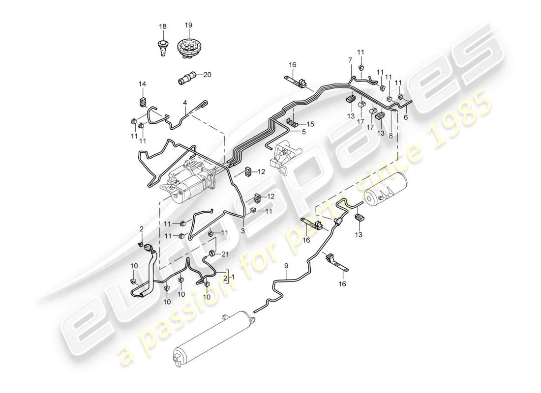 a part diagram from the porsche 2010 (cayenne e1 9pa) parts catalogue