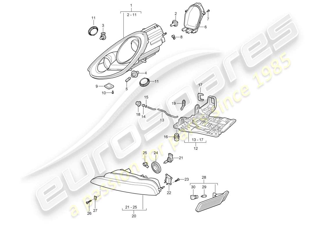 a part diagram from the porsche 2010 (987 boxster) parts catalogue