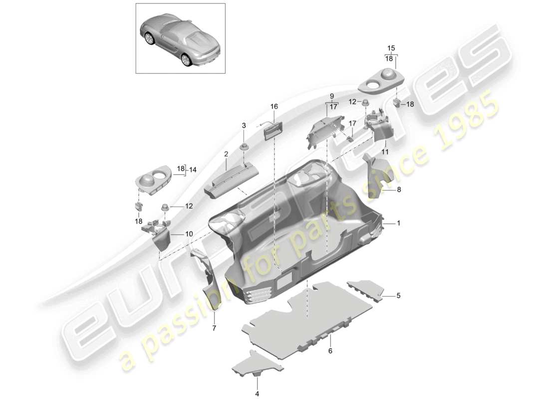 a part diagram from the porsche 2016 (981 boxster spyder) parts catalogue