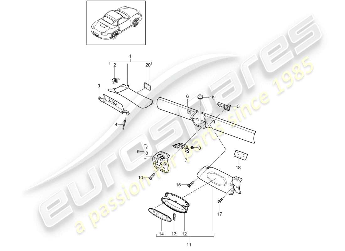 a part diagram from the porsche 2010 (987 boxster) parts catalogue