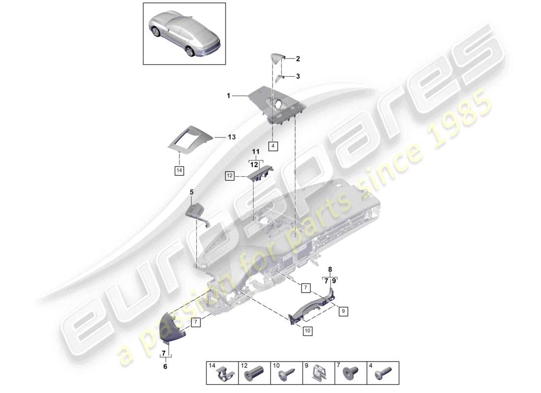 a part diagram from the porsche panamera parts catalogue