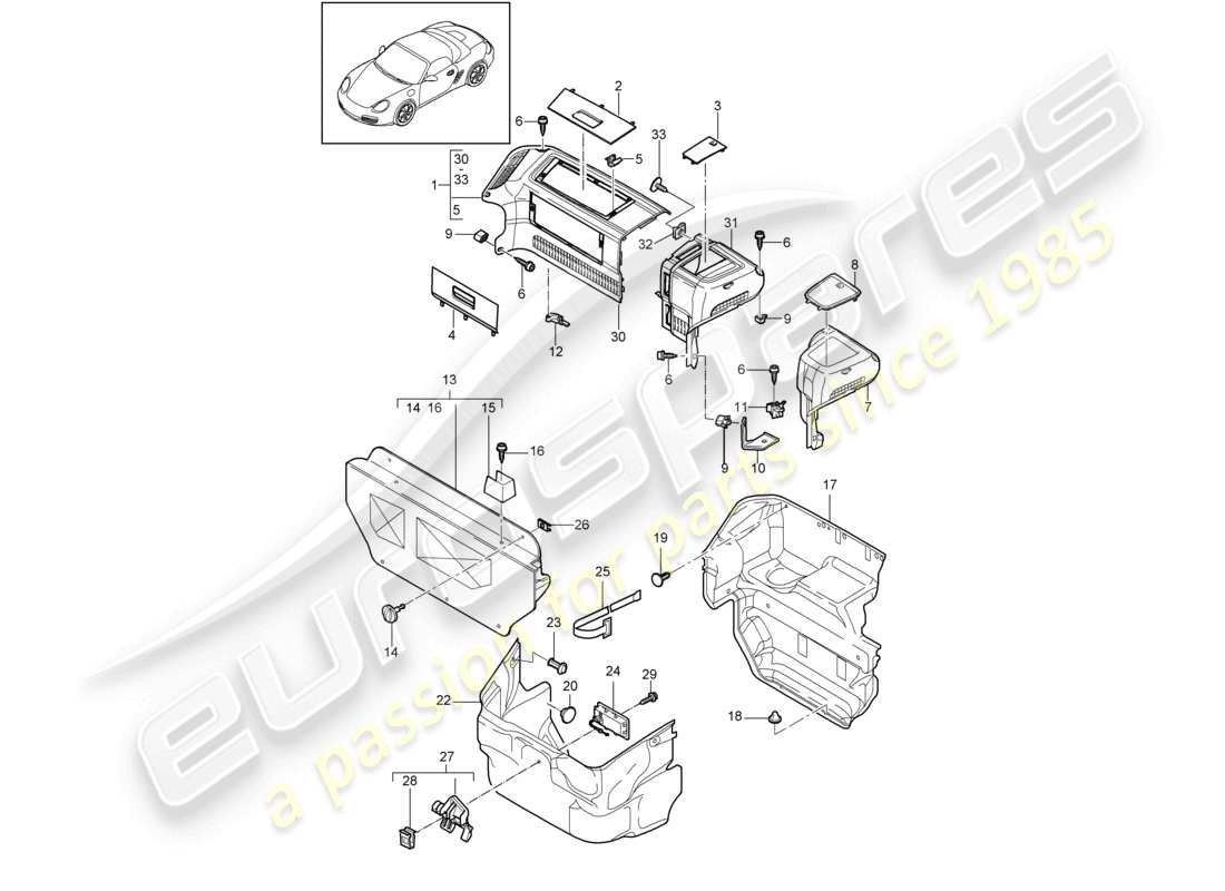 a part diagram from the porsche 2009 (987 boxster) parts catalogue