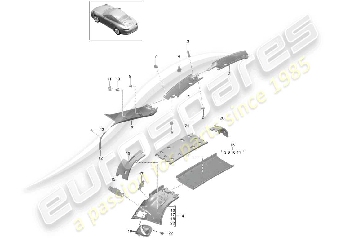 a part diagram from the porsche 991 parts catalogue