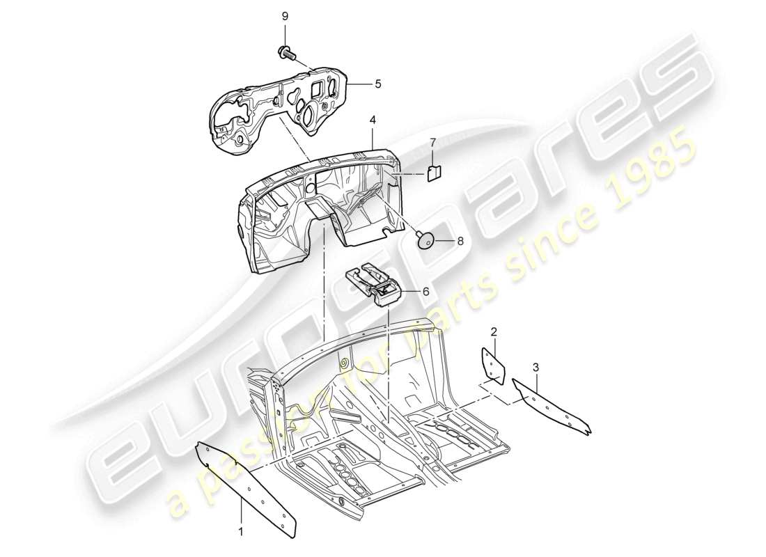a part diagram from the porsche 2008 (cayenne e1 9pa) parts catalogue