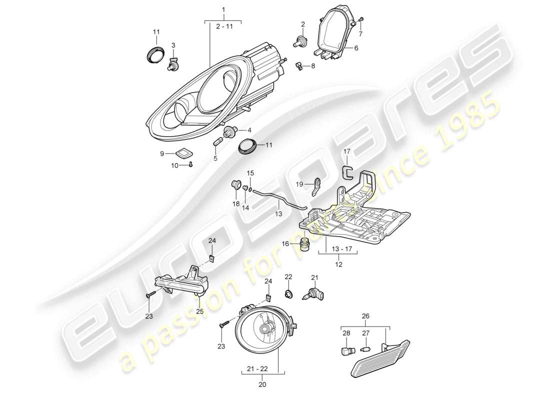 VIEW PARTS DIAGRAMS FROM THE PORSCHE CAYMAN PARTS CATALOGUE a part diagram from the porsche cayman parts catalogue