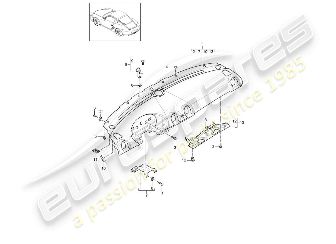 a part diagram from the porsche 2007 (987 cayman) parts catalogue