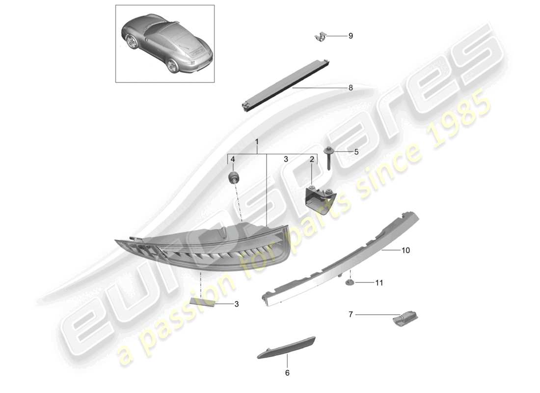 a part diagram from the porsche 991 parts catalogue