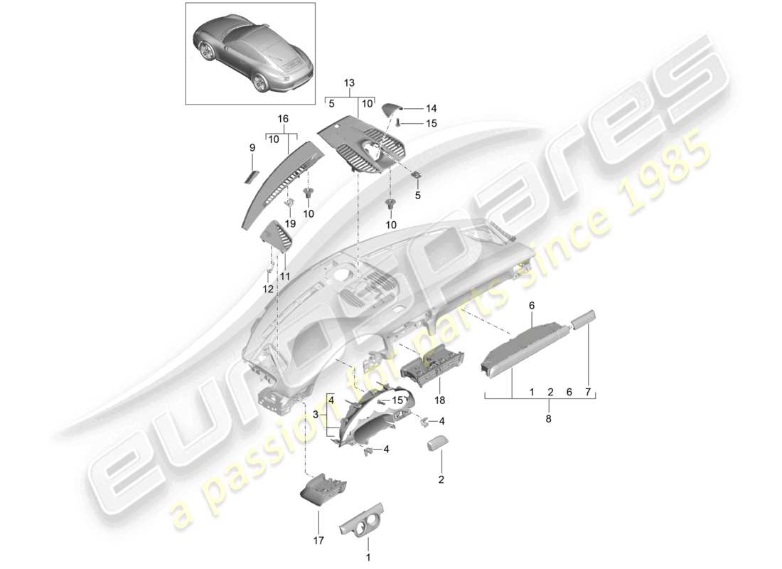 a part diagram from the porsche 991 parts catalogue