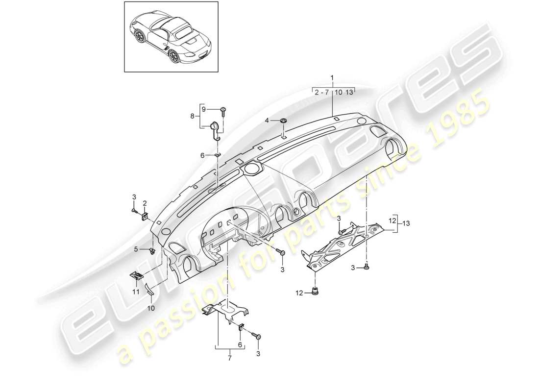 a part diagram from the porsche 2009 (987 boxster) parts catalogue