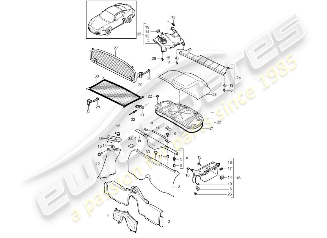 a part diagram from the porsche 2011 (987 cayman) parts catalogue