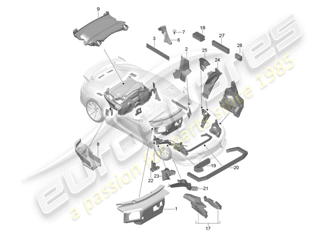 a part diagram from the porsche 2016 (981 boxster spyder) parts catalogue