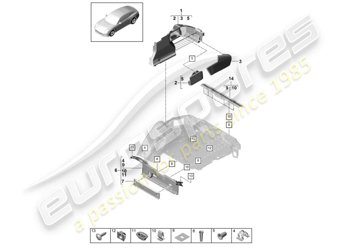 a part diagram from the porsche panamera parts catalogue