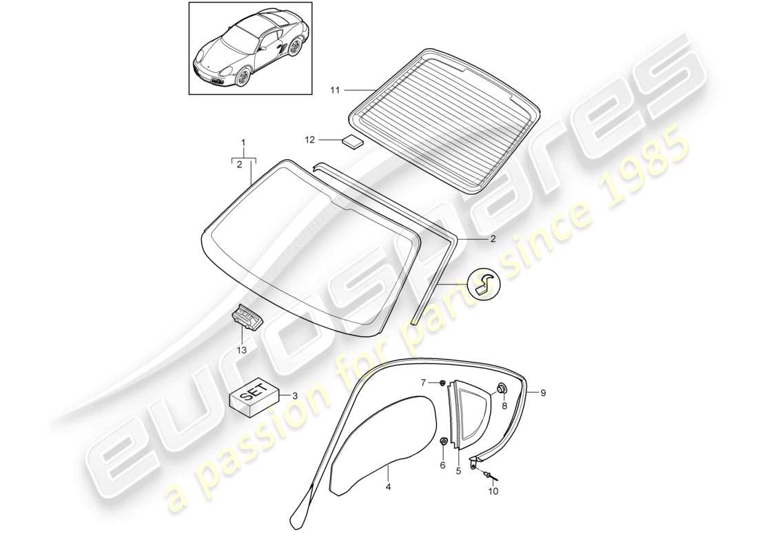 a part diagram from the porsche 2010 (987 cayman) parts catalogue