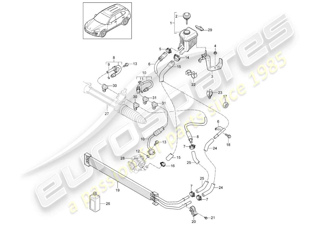 a part diagram from the porsche 2017 (cayenne e2 92a) parts catalogue