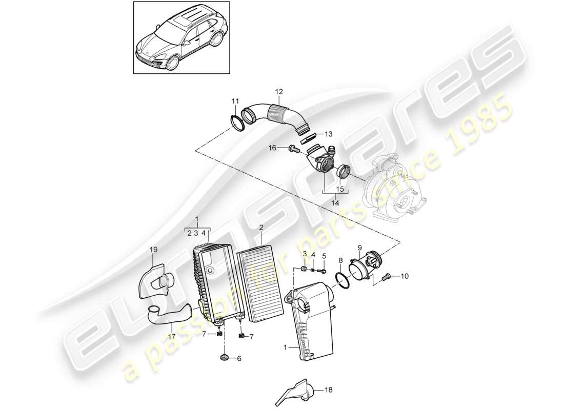 a part diagram from the porsche 2016 (cayenne e2 92a) parts catalogue