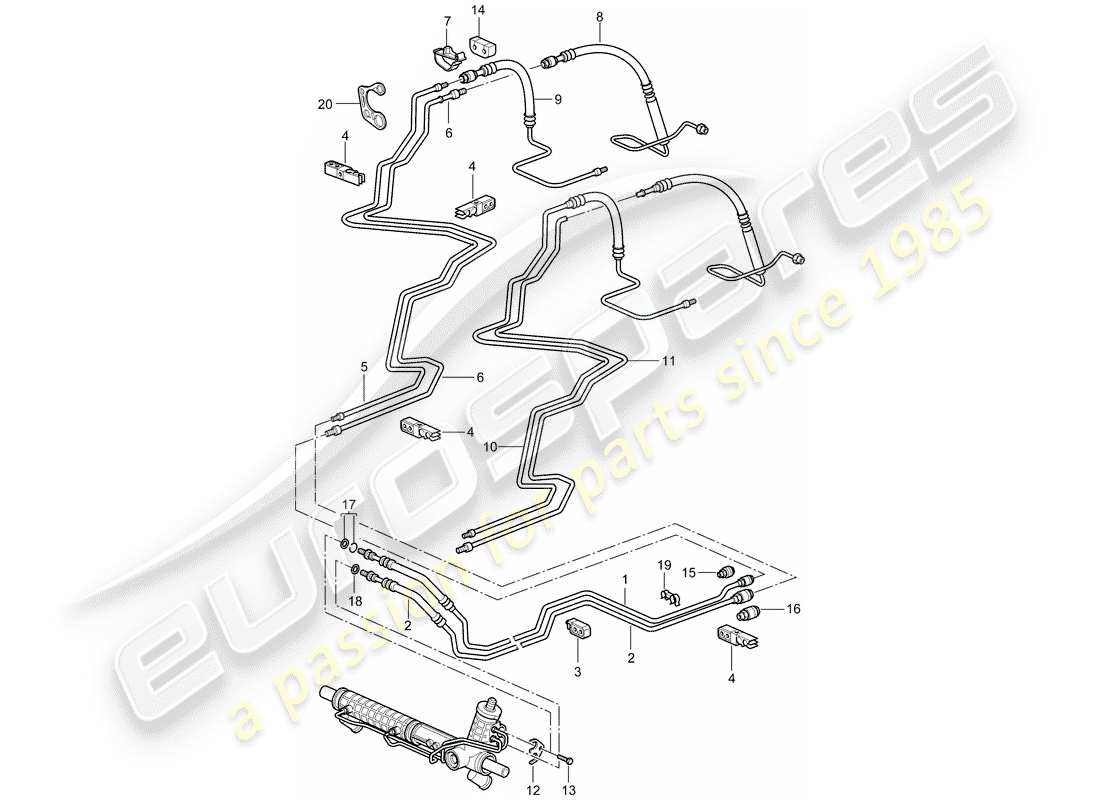 a part diagram from the porsche 2001 (996 gt3) parts catalogue