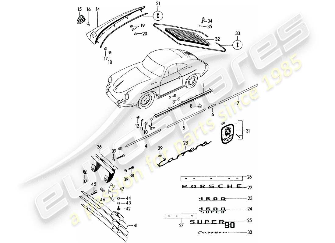 a part diagram from the porsche 1962 (356b/356c) parts catalogue