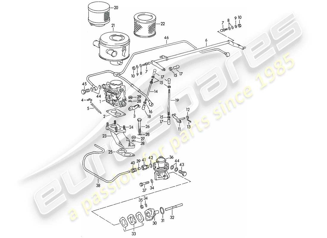a part diagram from the porsche 1951 (356/356a) parts catalogue