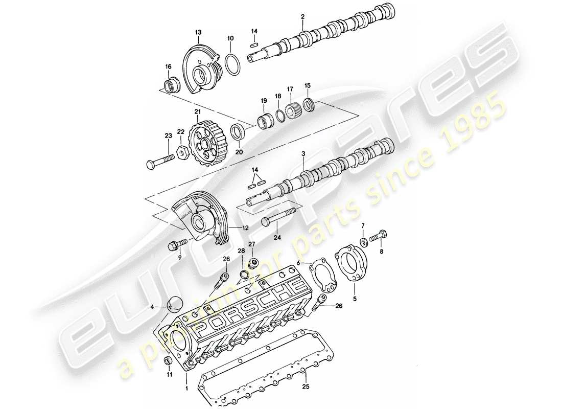 a part diagram from the porsche 1984 (928) parts catalogue