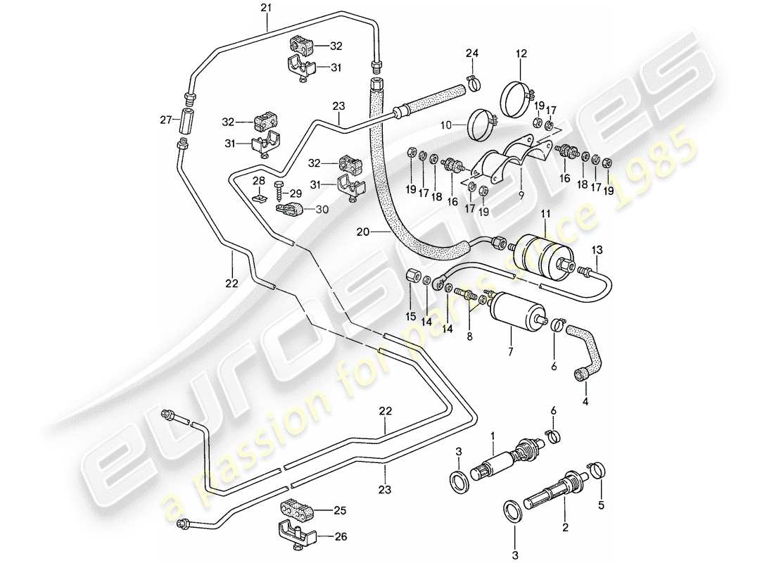 a part diagram from the porsche 1991 (928) parts catalogue