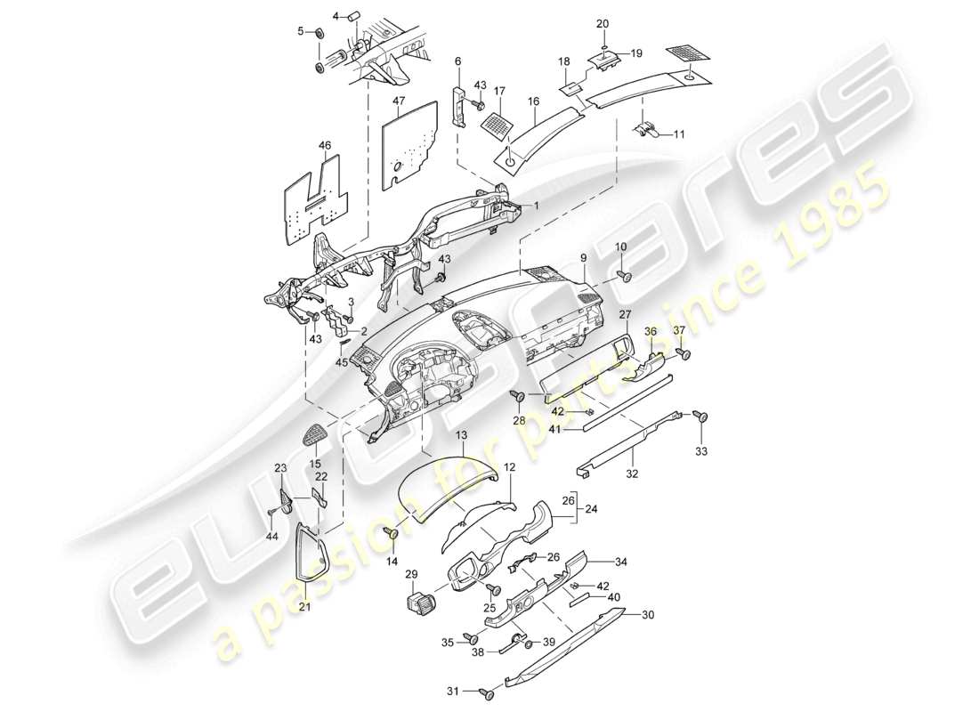 a part diagram from the porsche 2010 (cayenne e1 9pa) parts catalogue