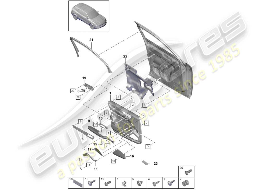 a part diagram from the porsche 2018 (cayenne e3 9ya/9yb) parts catalogue