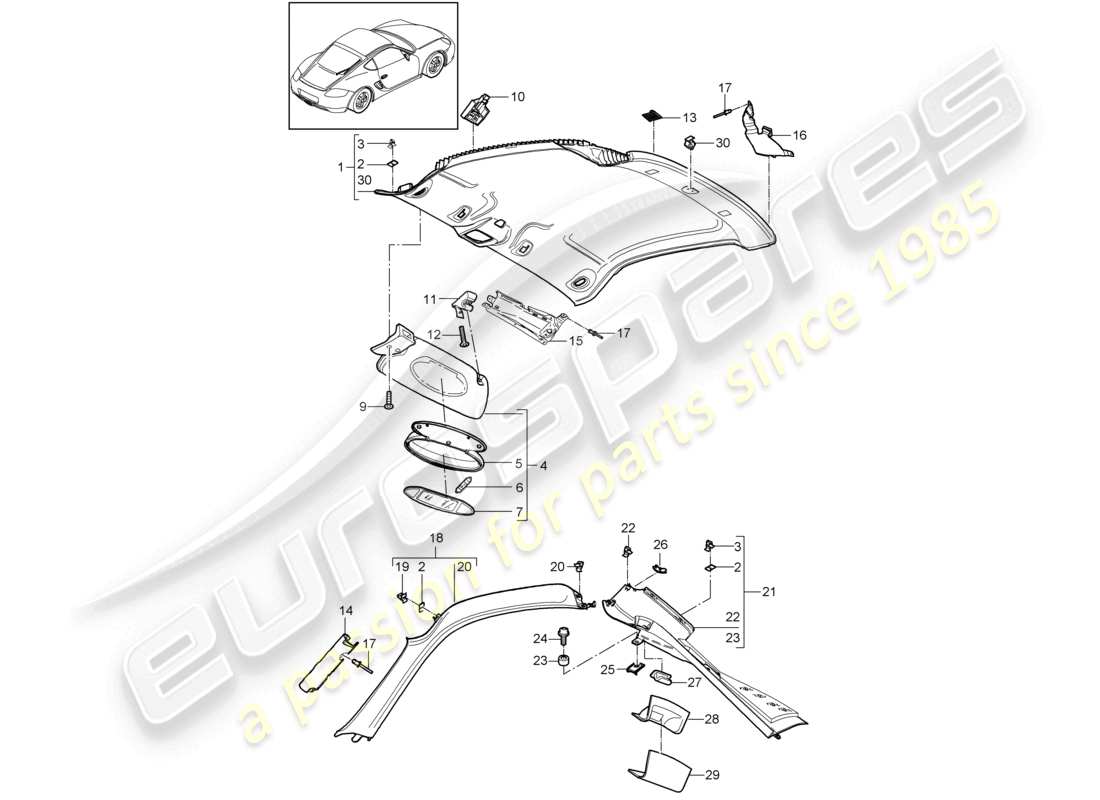 a part diagram from the porsche cayman parts catalogue