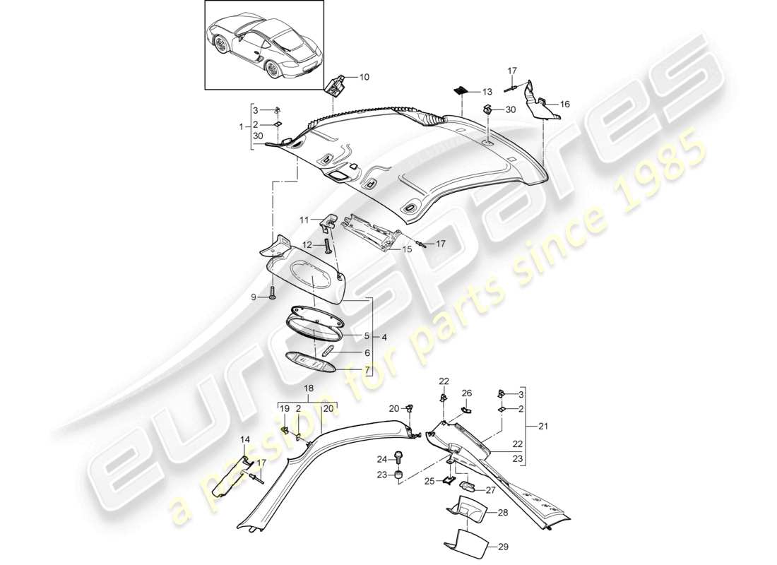 a part diagram from the porsche cayman parts catalogue