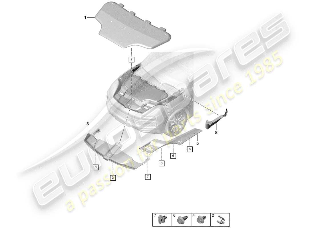 a part diagram from the porsche 2020 (cayenne e3 9ya/9yb) parts catalogue