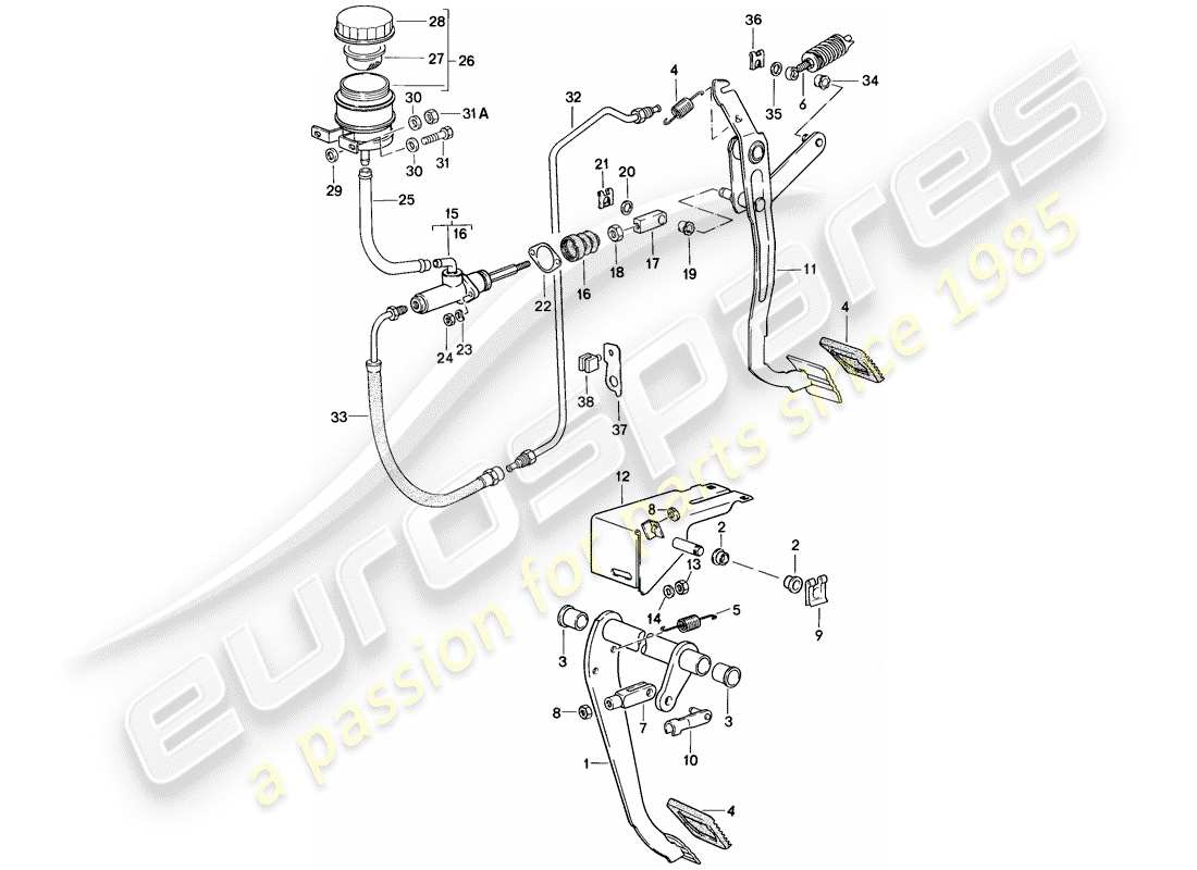 a part diagram from the porsche 1986 (924s) parts catalogue