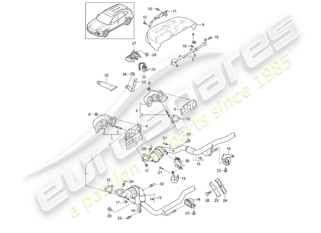 a part diagram from the porsche 2014 (cayenne e2 92a) parts catalogue