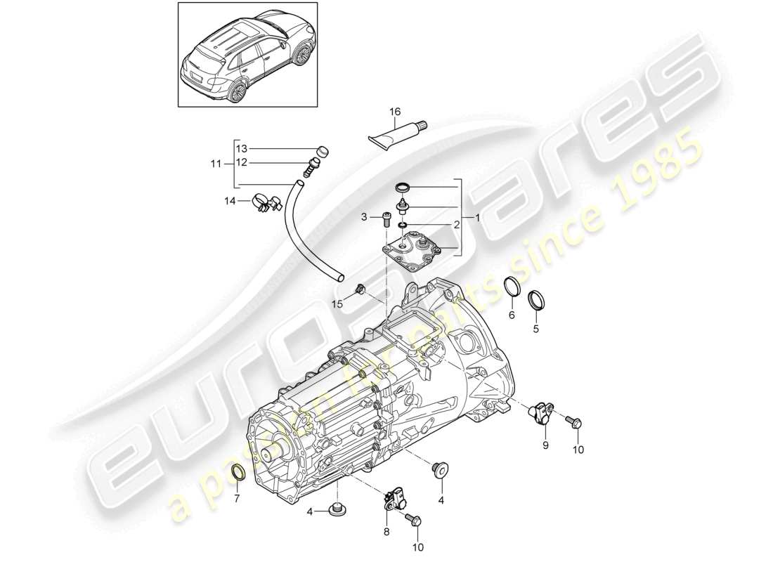 a part diagram from the porsche 2012 (cayenne e2 92a) parts catalogue