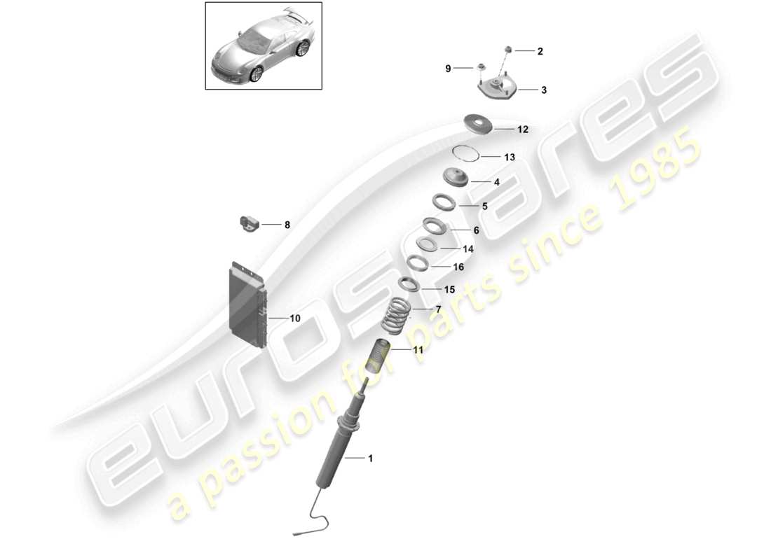 a part diagram from the porsche 2016 (991-1 r/gt3/rs) parts catalogue