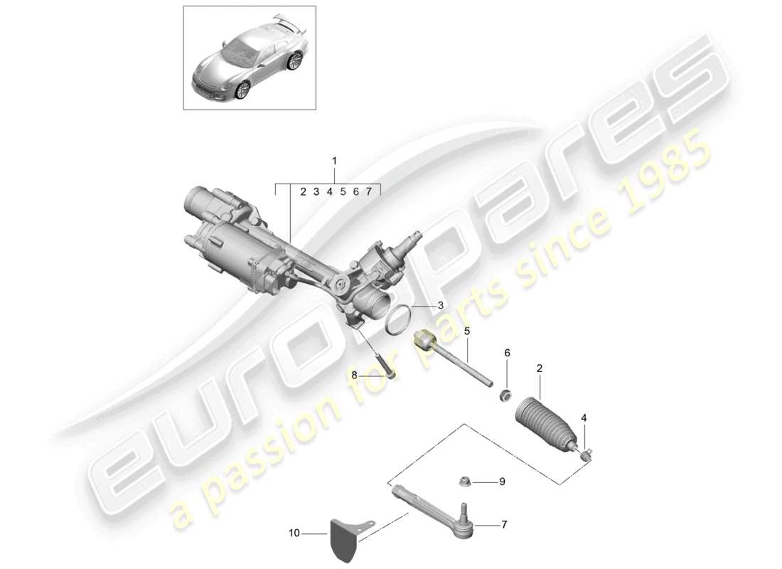 a part diagram from the porsche 2014 (991-1 r/gt3/rs) parts catalogue