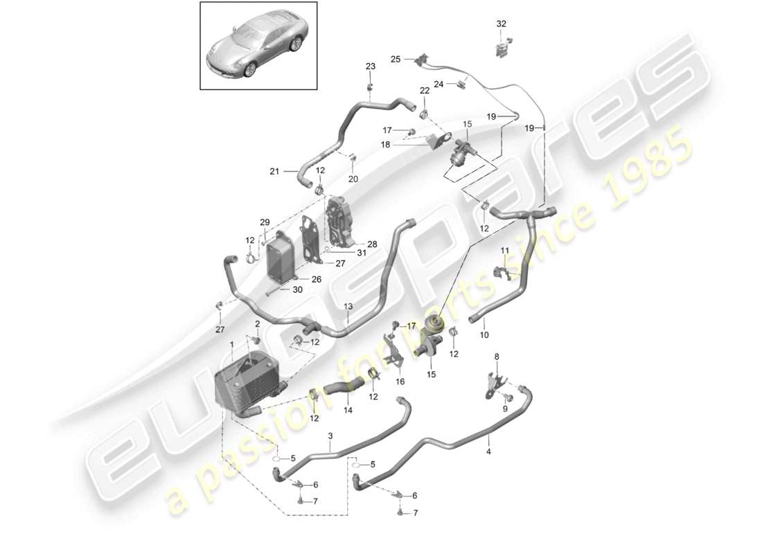 a part diagram from the porsche 991 parts catalogue