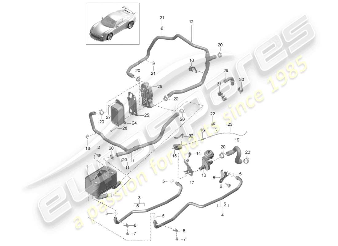 VIEW PARTS DIAGRAMS FROM THE PORSCHE 991 PARTS CATALOGUE a part diagram from the porsche 991 parts catalogue