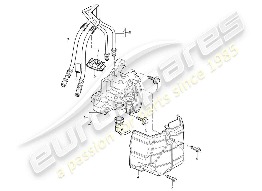 a part diagram from the porsche 2007 (cayenne e1 9pa) parts catalogue