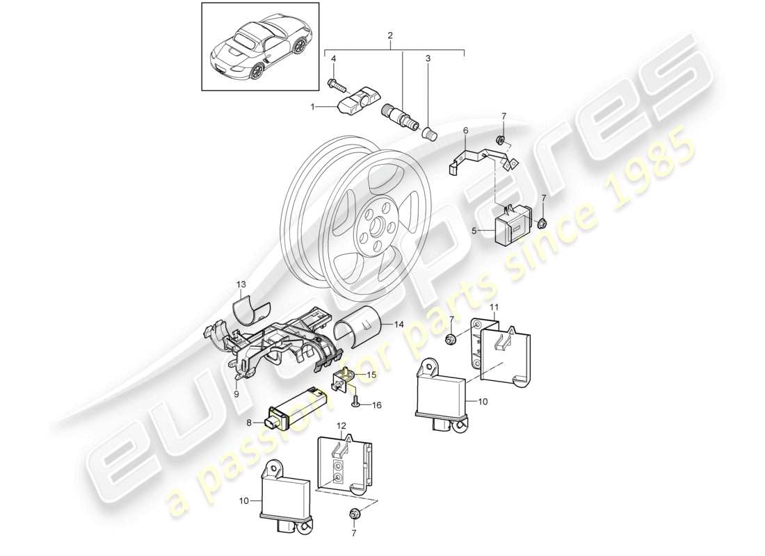 a part diagram from the porsche 2009 (987 boxster) parts catalogue