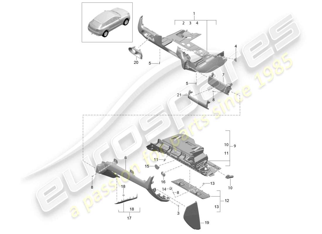 a part diagram from the porsche 2017 (macan) parts catalogue