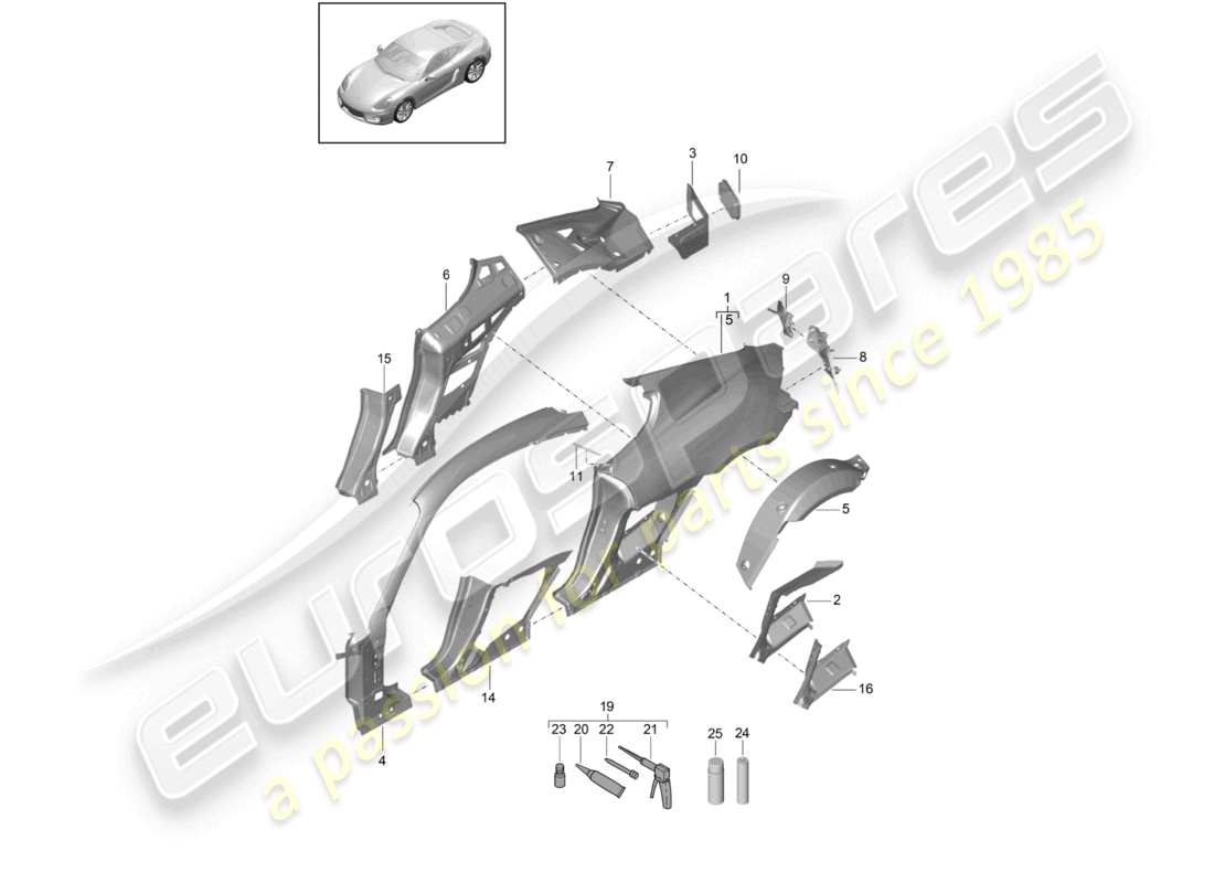 a part diagram from the porsche 2014 (981 cayman) parts catalogue
