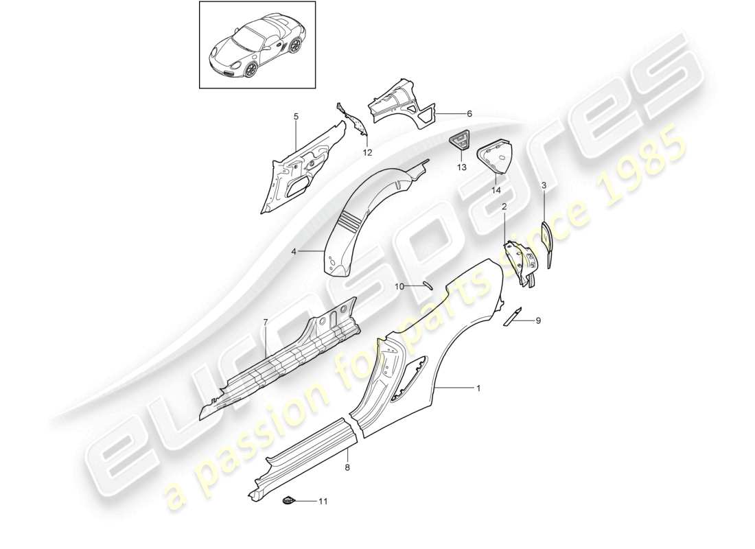a part diagram from the porsche 2012 (987 boxster) parts catalogue