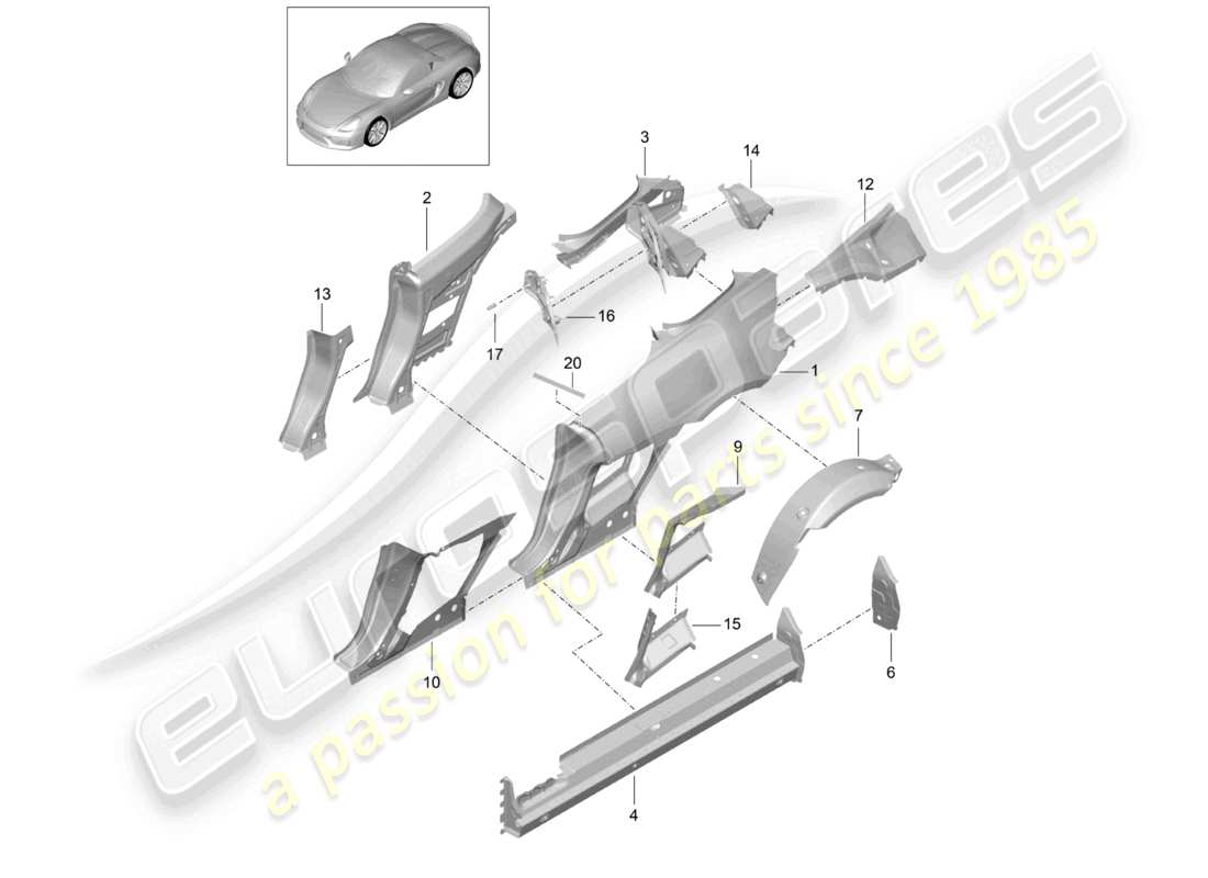 a part diagram from the porsche 2016 (981 boxster spyder) parts catalogue