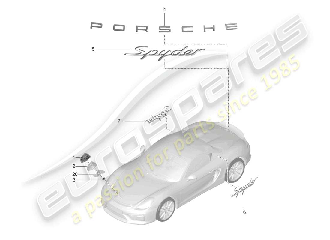 a part diagram from the porsche 2016 (981 boxster spyder) parts catalogue