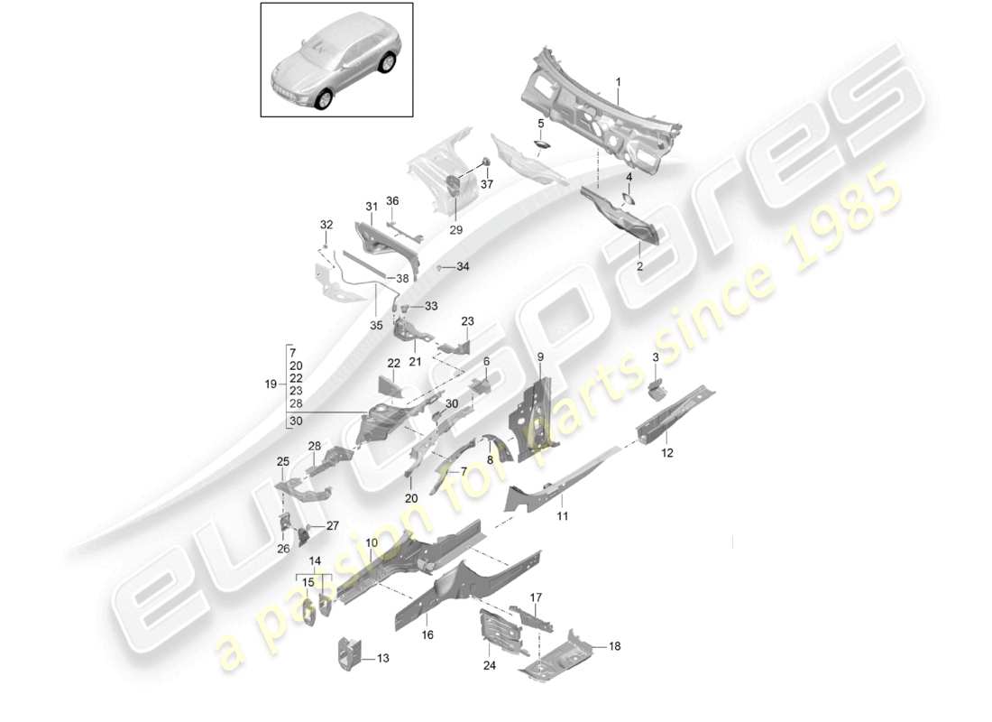 a part diagram from the porsche macan parts catalogue