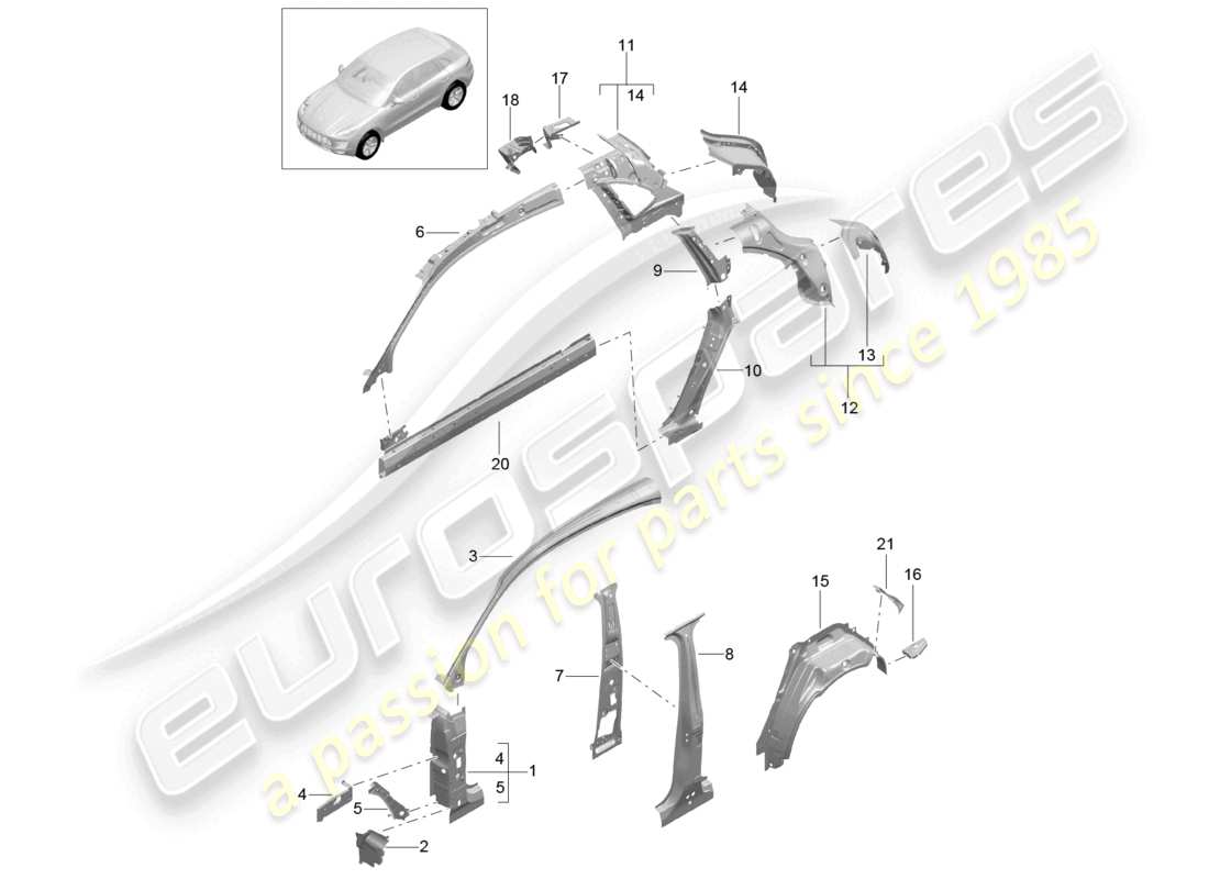 a part diagram from the porsche 2017 (macan) parts catalogue