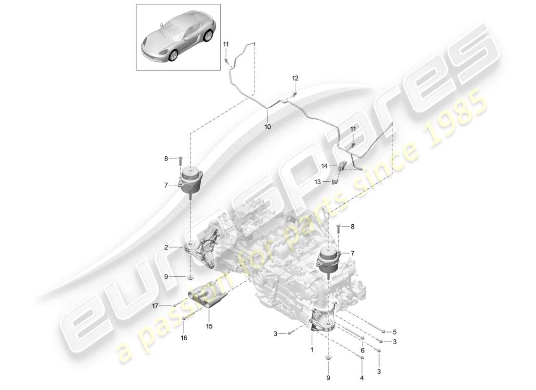 VIEW PARTS DIAGRAMS FROM THE PORSCHE CAYMAN PARTS CATALOGUE a part diagram from the porsche cayman parts catalogue