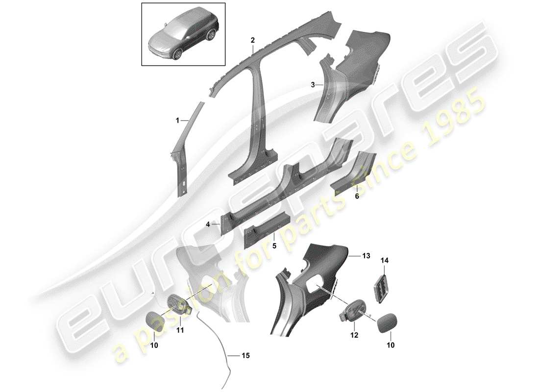 VIEW PARTS DIAGRAMS FROM THE PORSCHE CAYENNE PARTS CATALOGUE a part diagram from the porsche cayenne parts catalogue