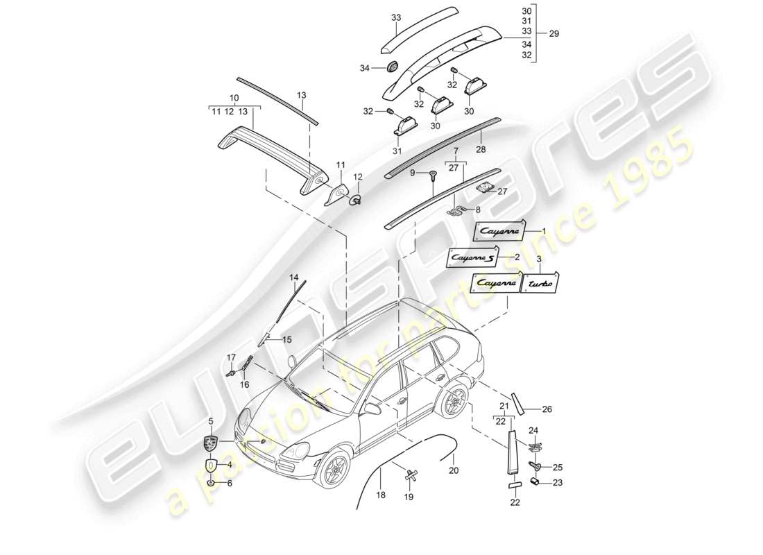 a part diagram from the porsche 2006 (cayenne e1 9pa) parts catalogue