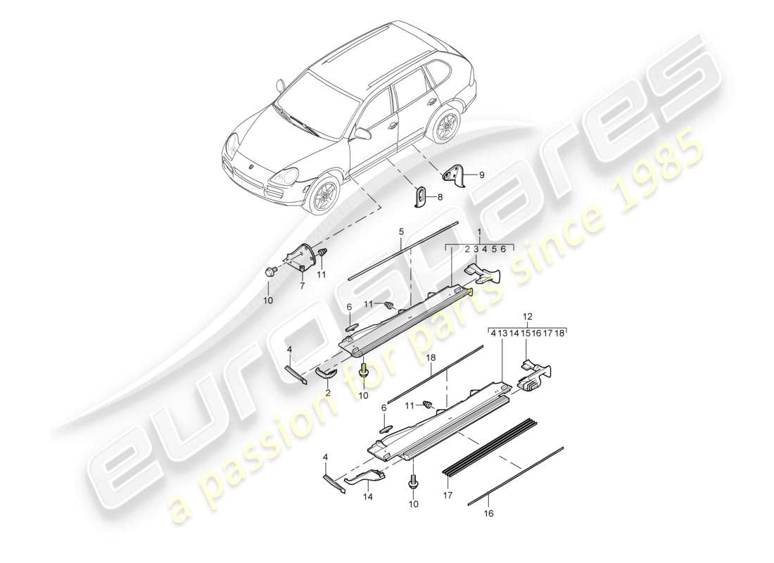 a part diagram from the porsche 2006 (cayenne e1 9pa) parts catalogue